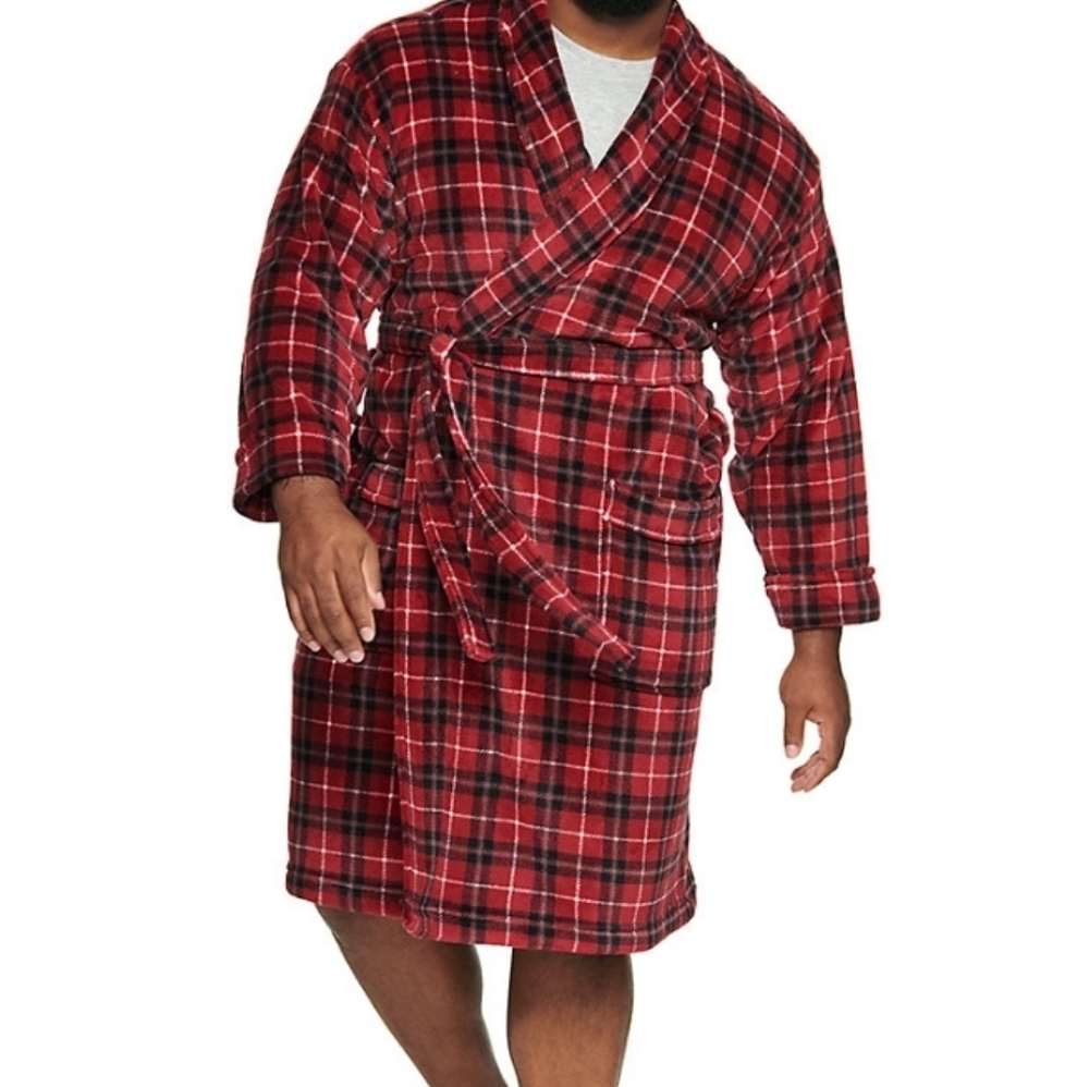 Soft Plush Robe Burgundy 2xl/3xl Big & Tall Sonoma